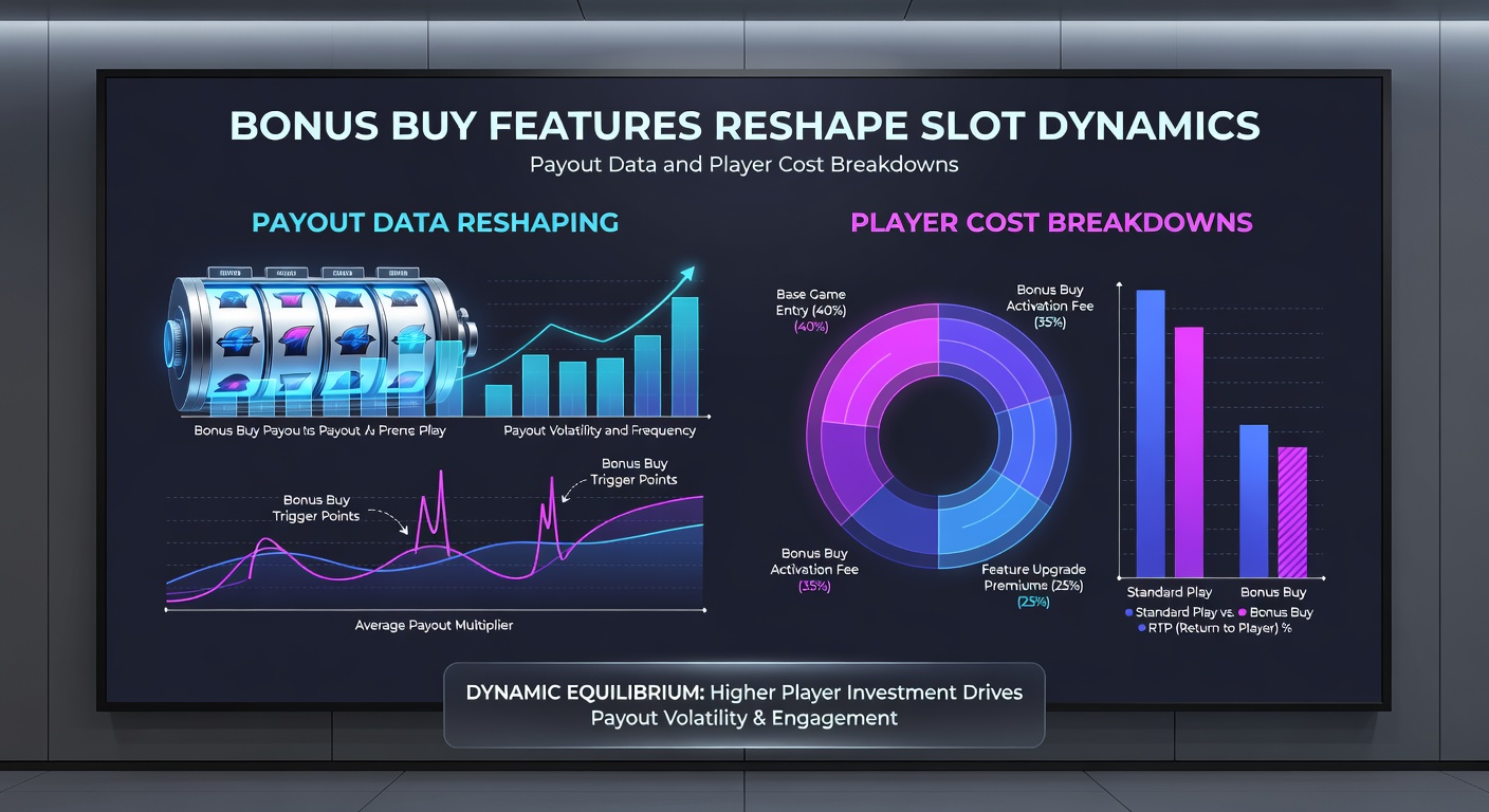 Graph chart illustrating slot payout curves with bonus buy lines peaking sharply above traditional spin averages, overlaid with cost-per-spin breakdowns