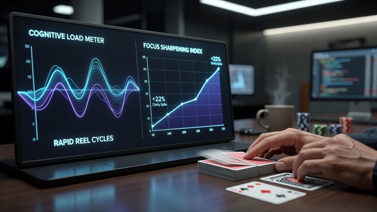 Chart displaying focus metrics during multi-deck blackjack sessions following reel cycles