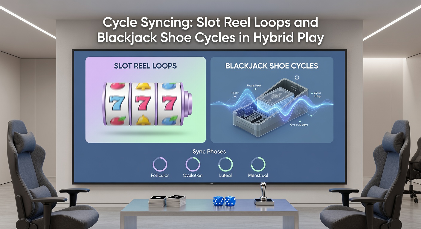 Infographic showing synchronized timelines of slot reel loops overlapping blackjack shoe penetration charts in hybrid casino apps