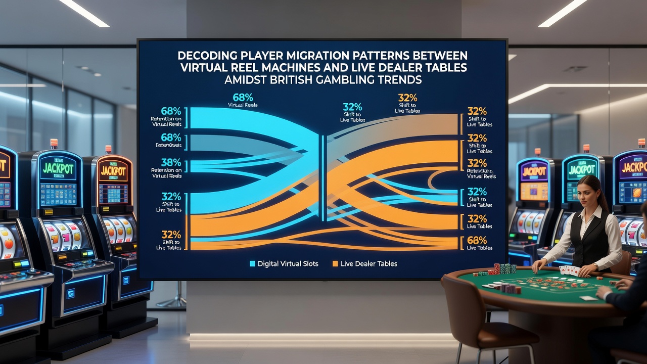 Data visualization chart comparing session durations and migration rates between slots and live dealer tables post-regulatory changes