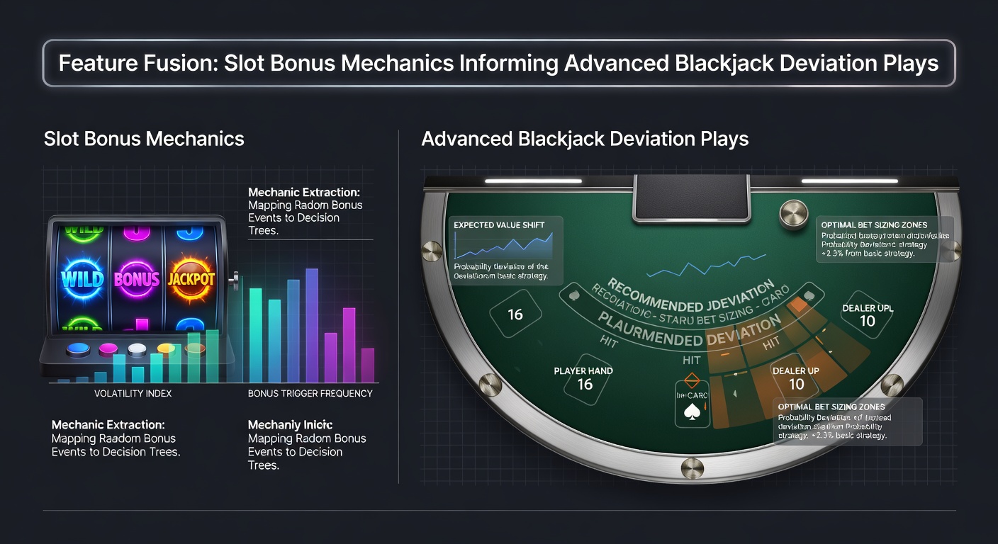 Screenshot of a hybrid casino app displaying active slot bonus round alongside a live blackjack table with deviation indicators overlaid