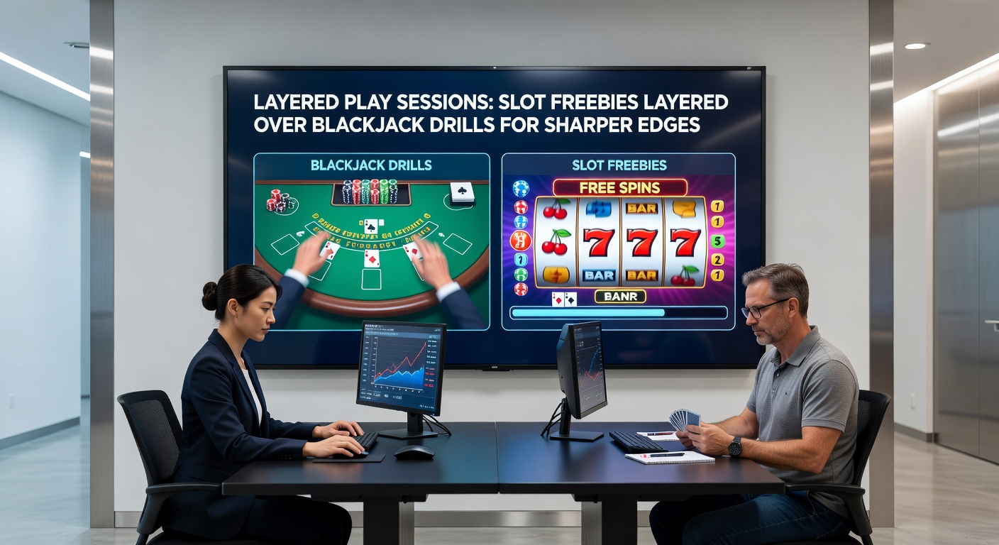 Close-up of a mobile screen displaying slot free spins results transitioning to a blackjack drill interface, highlighting seamless layering in action
