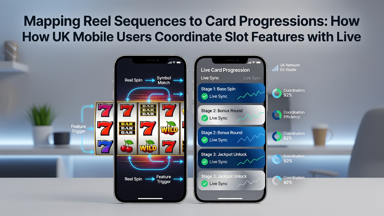 Close-up of a smartphone displaying synchronized slot bonus triggers and blackjack hand progressions