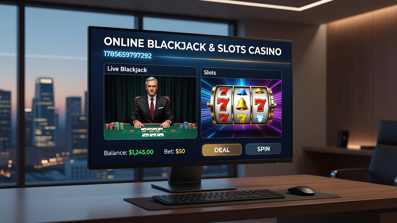 Data dashboard displaying player session statistics for blackjack and slots activity