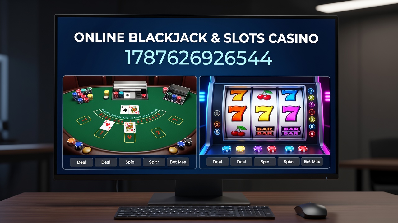Mobile casino screen showing blackjack and slots side by side