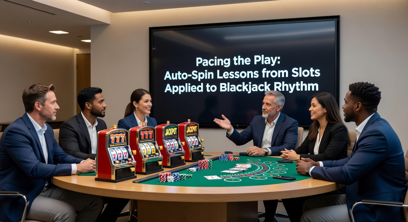Blackjack player at digital table with overlaid pacing rhythm indicators and session timer