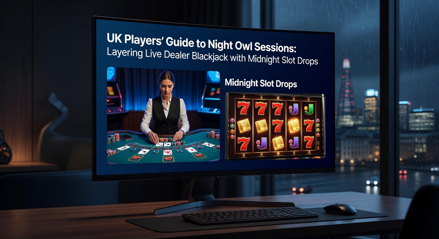 Clock striking midnight on a slot screen with cascading free spins overlaying a live blackjack dealer in the background