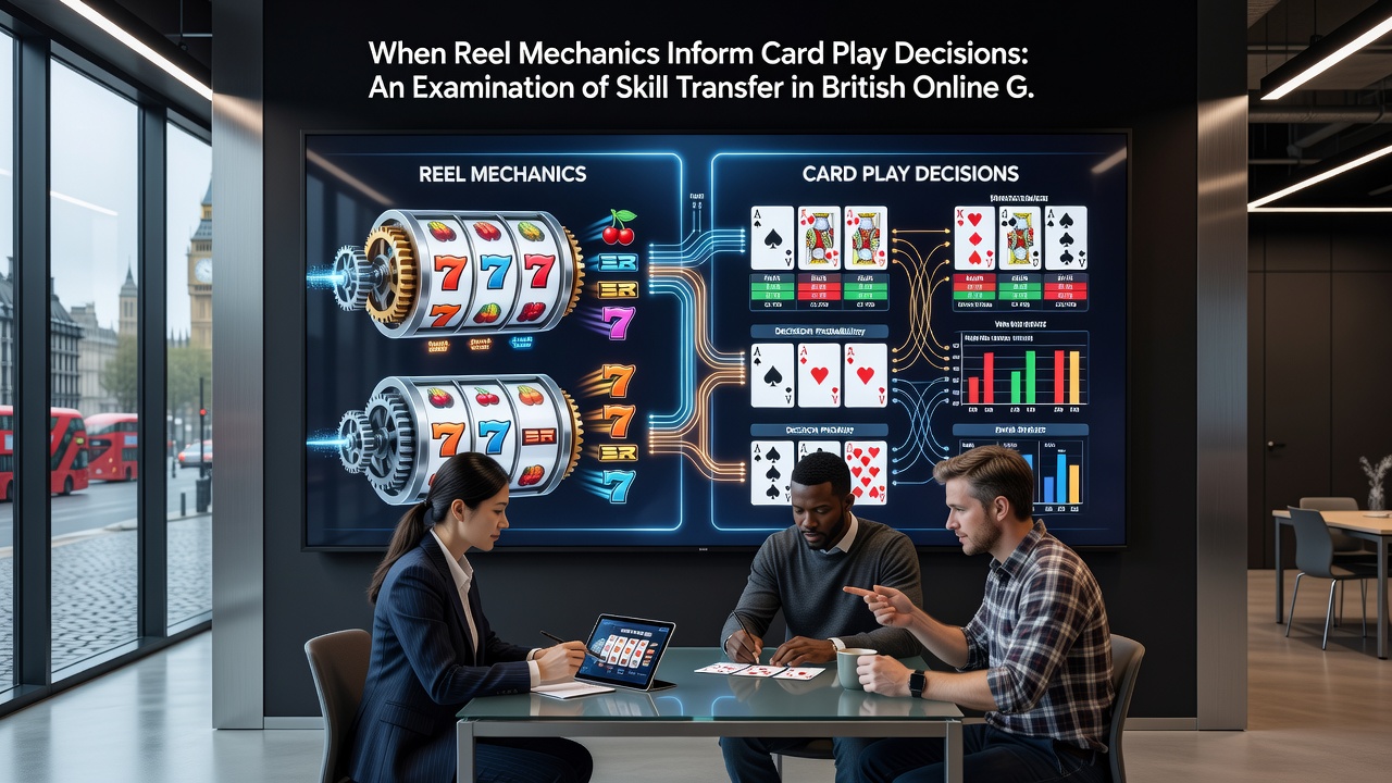 Close-up of player hands interacting with digital blackjack cards and adjacent slot reel interface on a tablet device